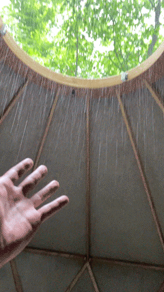 Before putting on the sky dome it rained on us.